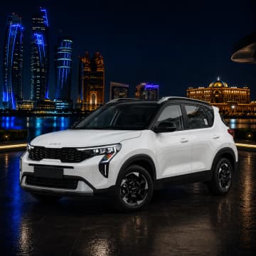 Kia Sonet 2023 compact SUV for rent in Abu Dhabi from Silver Arrow Car Rental